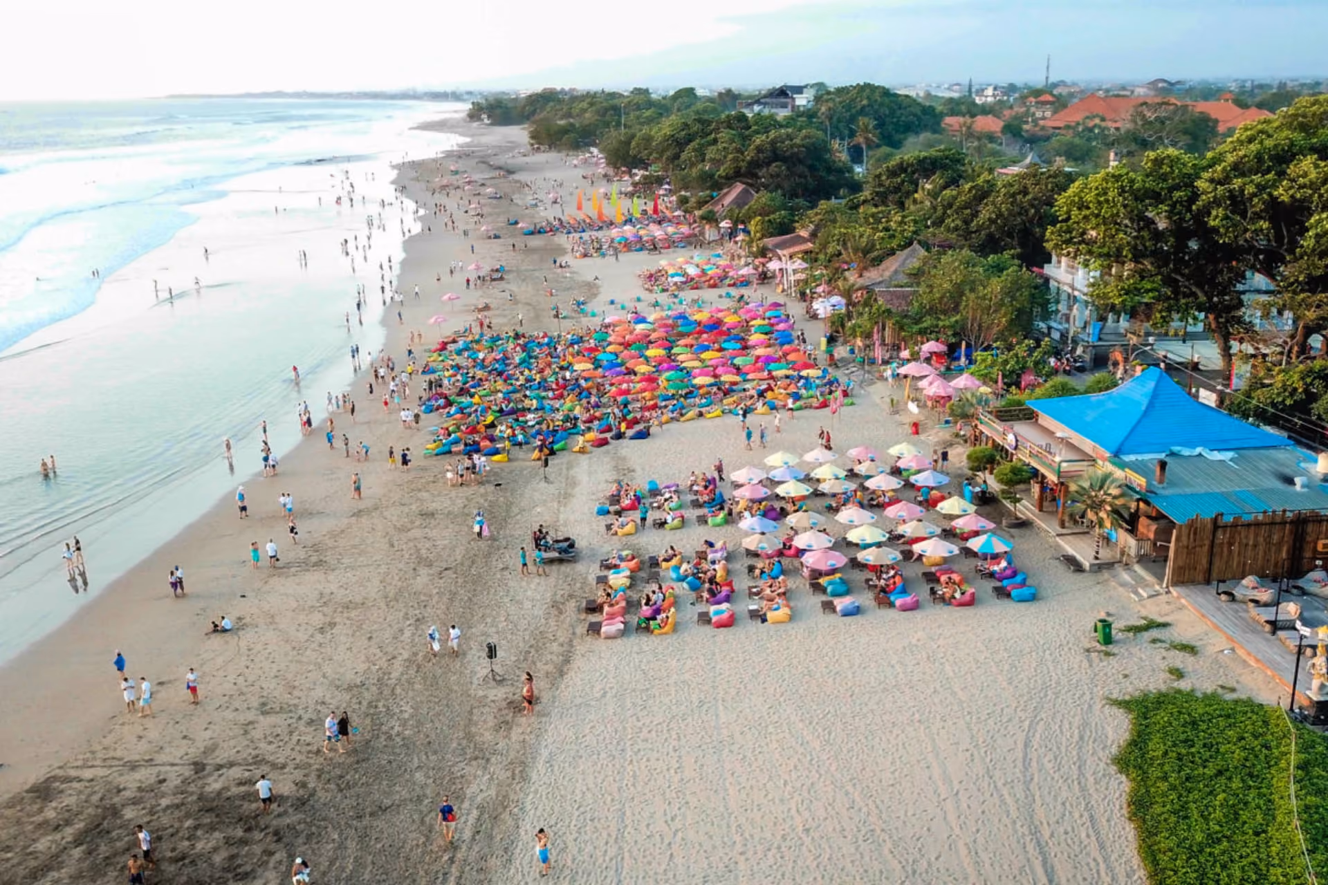 Aerial View of Seminyak Beach.
