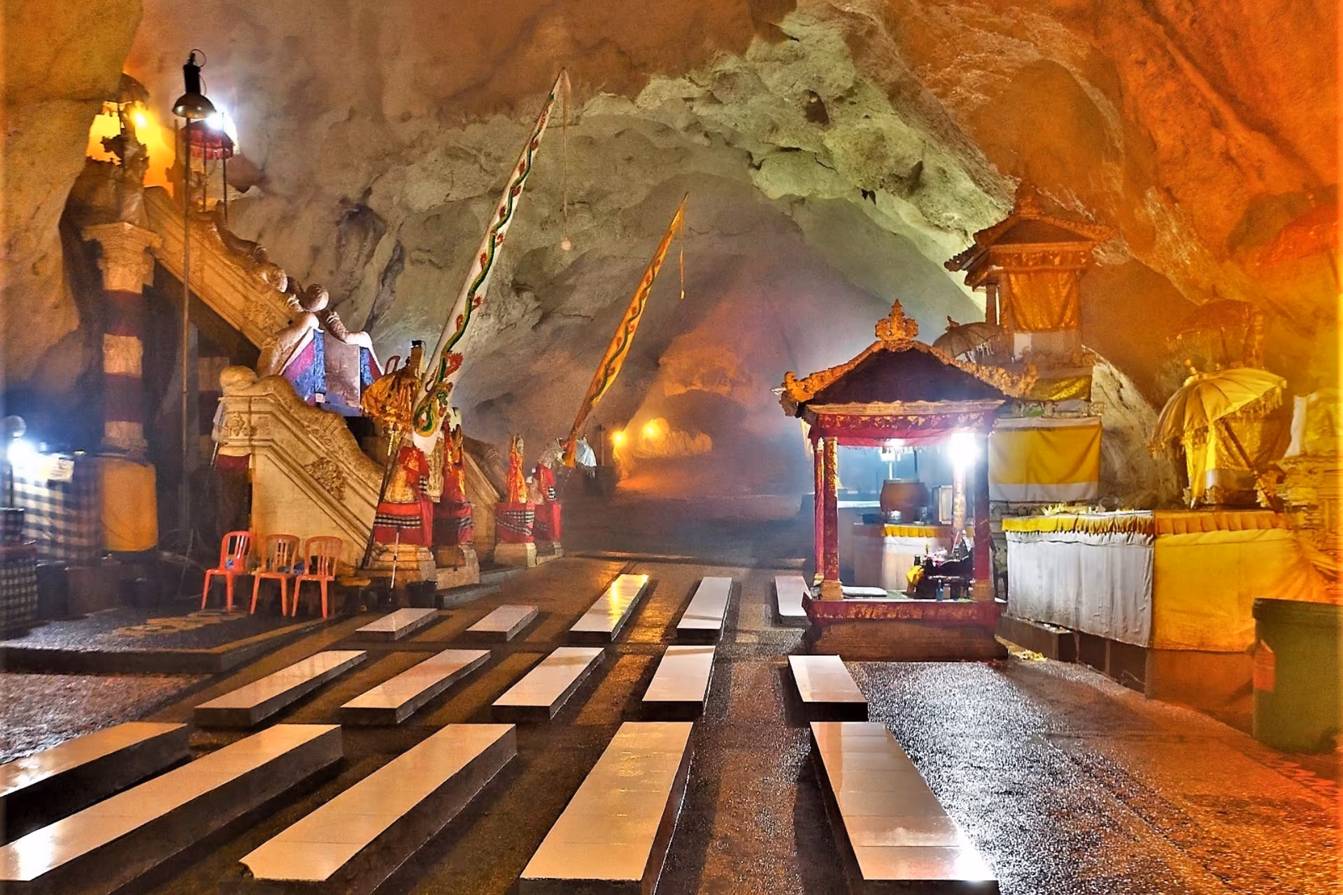 Interior of Pura Goa Giri Putri Temple.