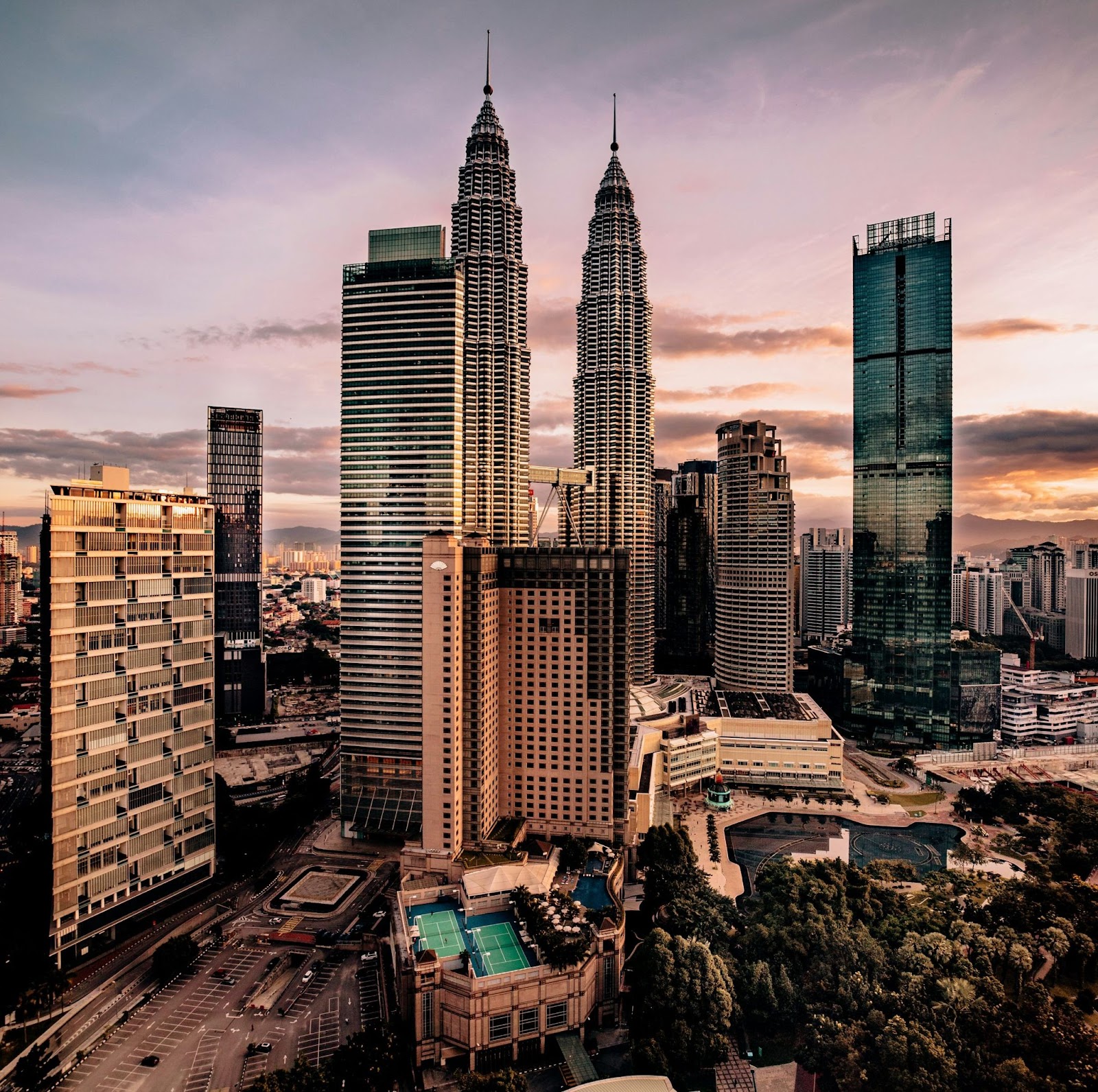 Skyline of Malaysia with tall modern skyscrapers