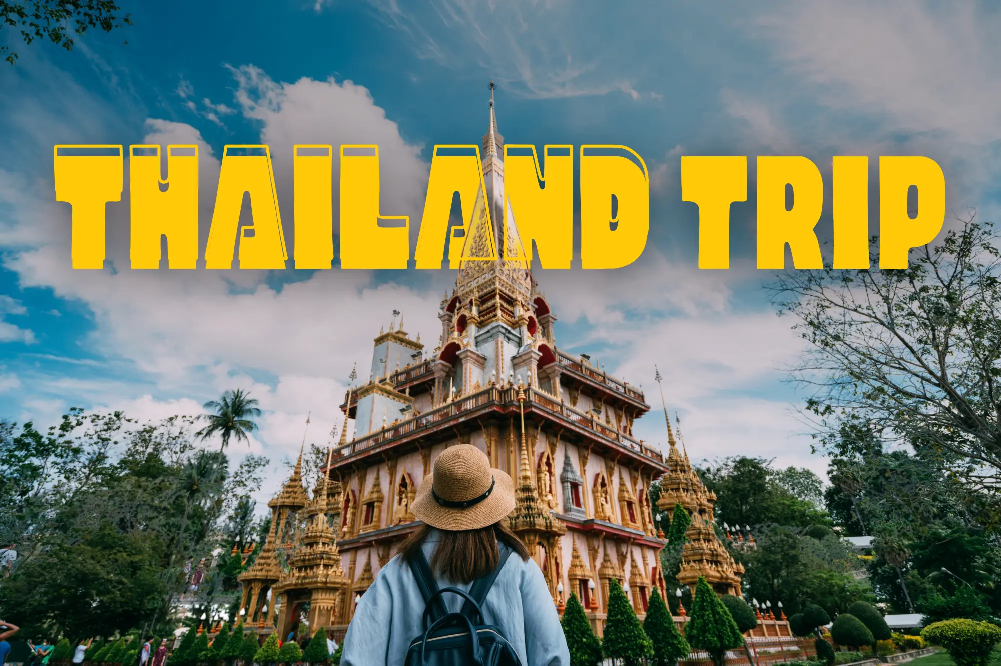 A scenic view from a trip to Thailand, featuring traditional architecture, lush greenery, and cultural landmarks.