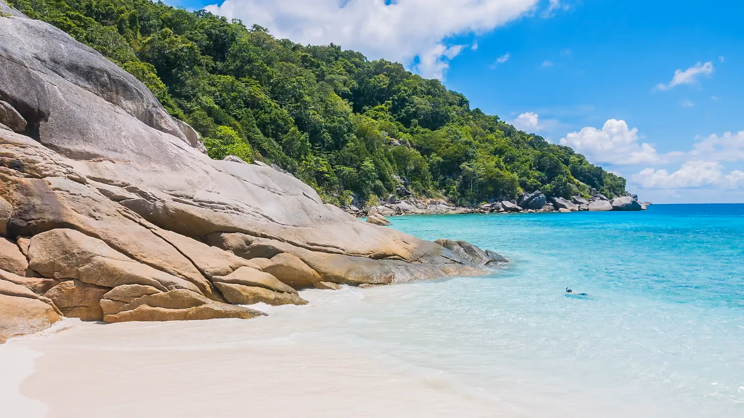 Koh Tao, Thailand, a small island known for crystal-clear waters, coral reefs, and snorkeling spots.