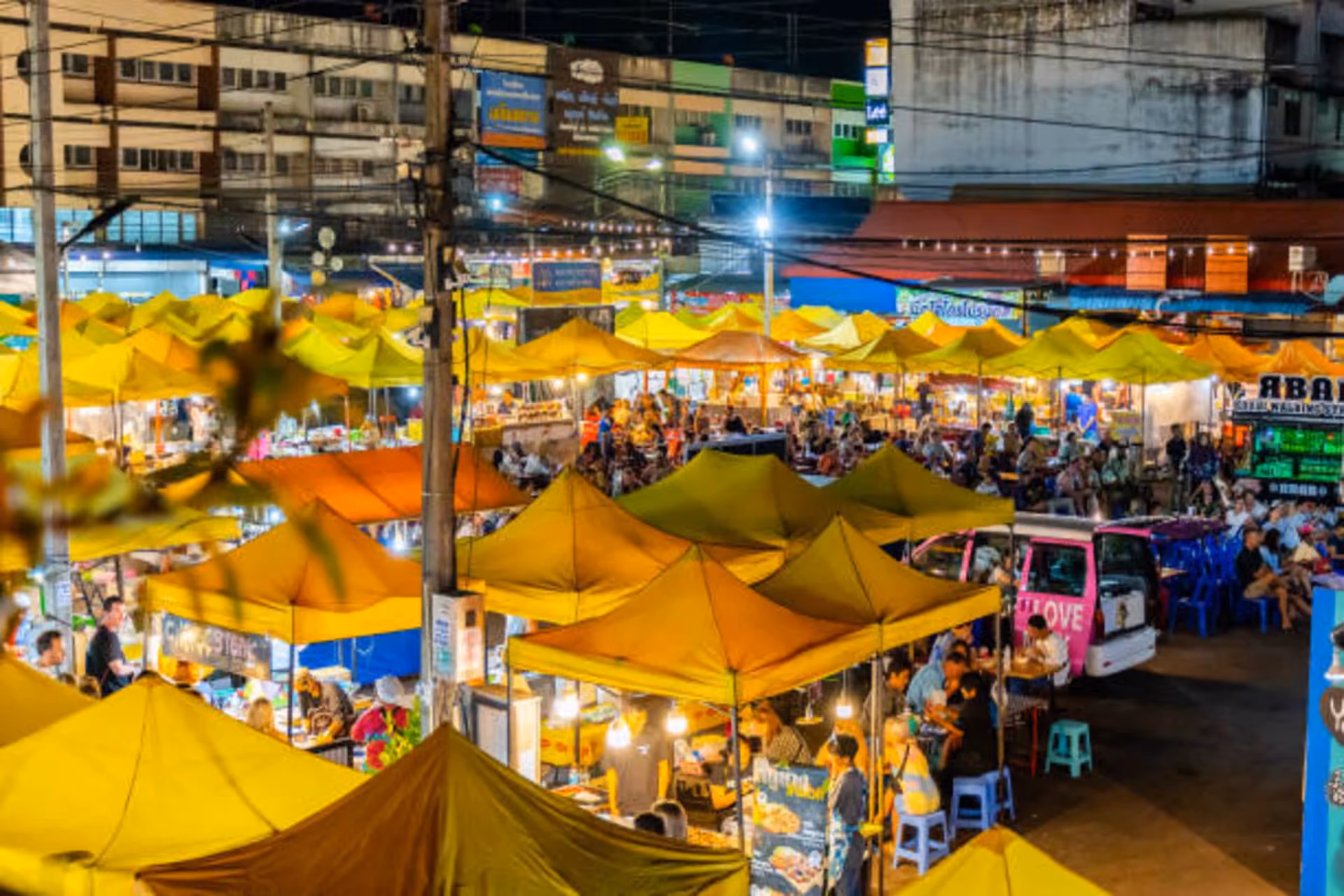 Weekend fun at Krabi Walking Street—local snacks, live music, and colorful shopping streets