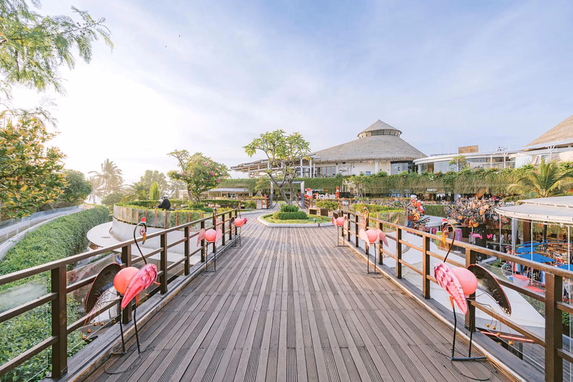Open-air luxury shopping with ocean views at Beachwalk Bali.