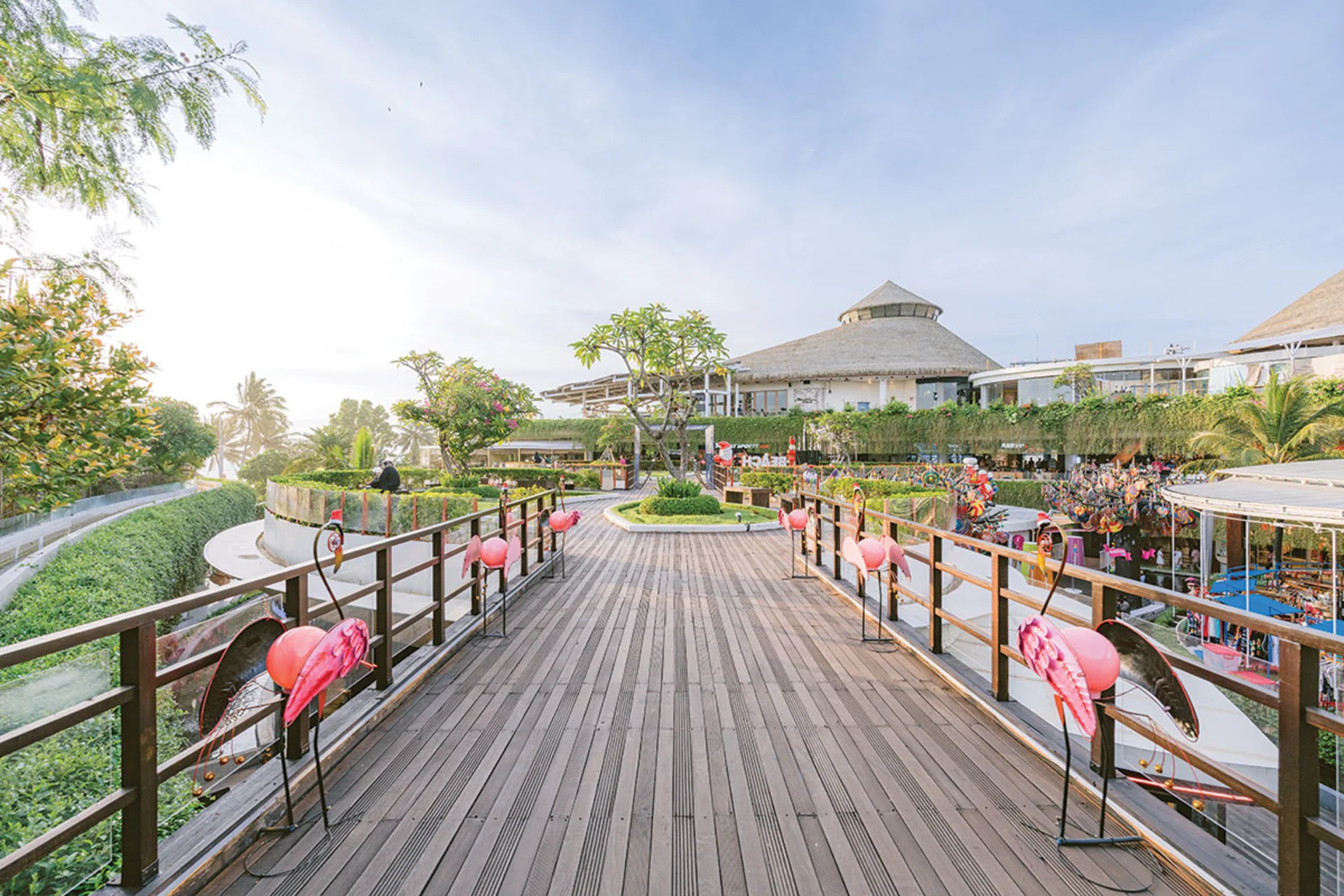 Open-air luxury shopping with ocean views at Beachwalk Bali.