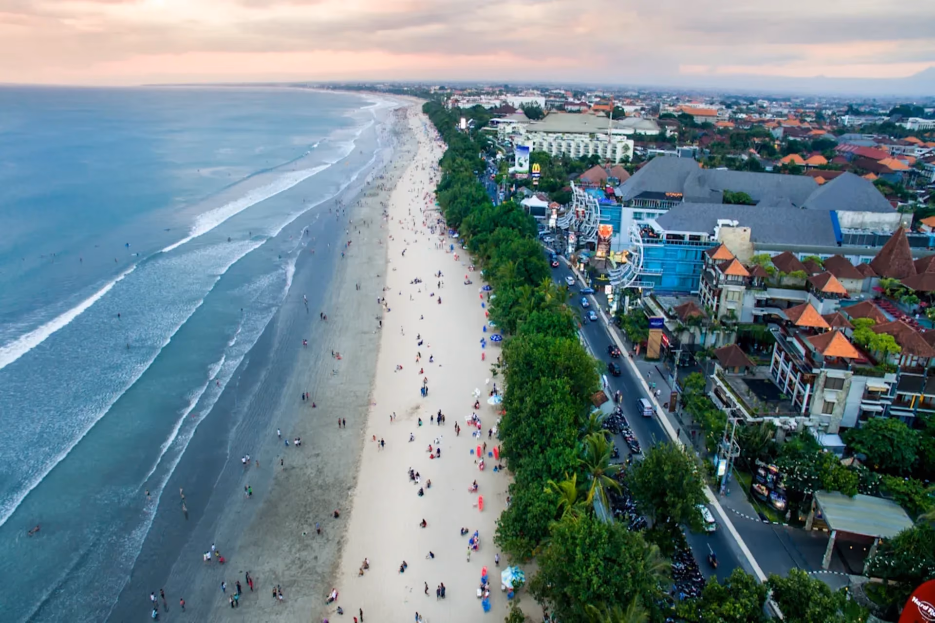 First steps into Bali feel special as tropical air, palm-lined roads, and relaxed island vibes set the mood.
