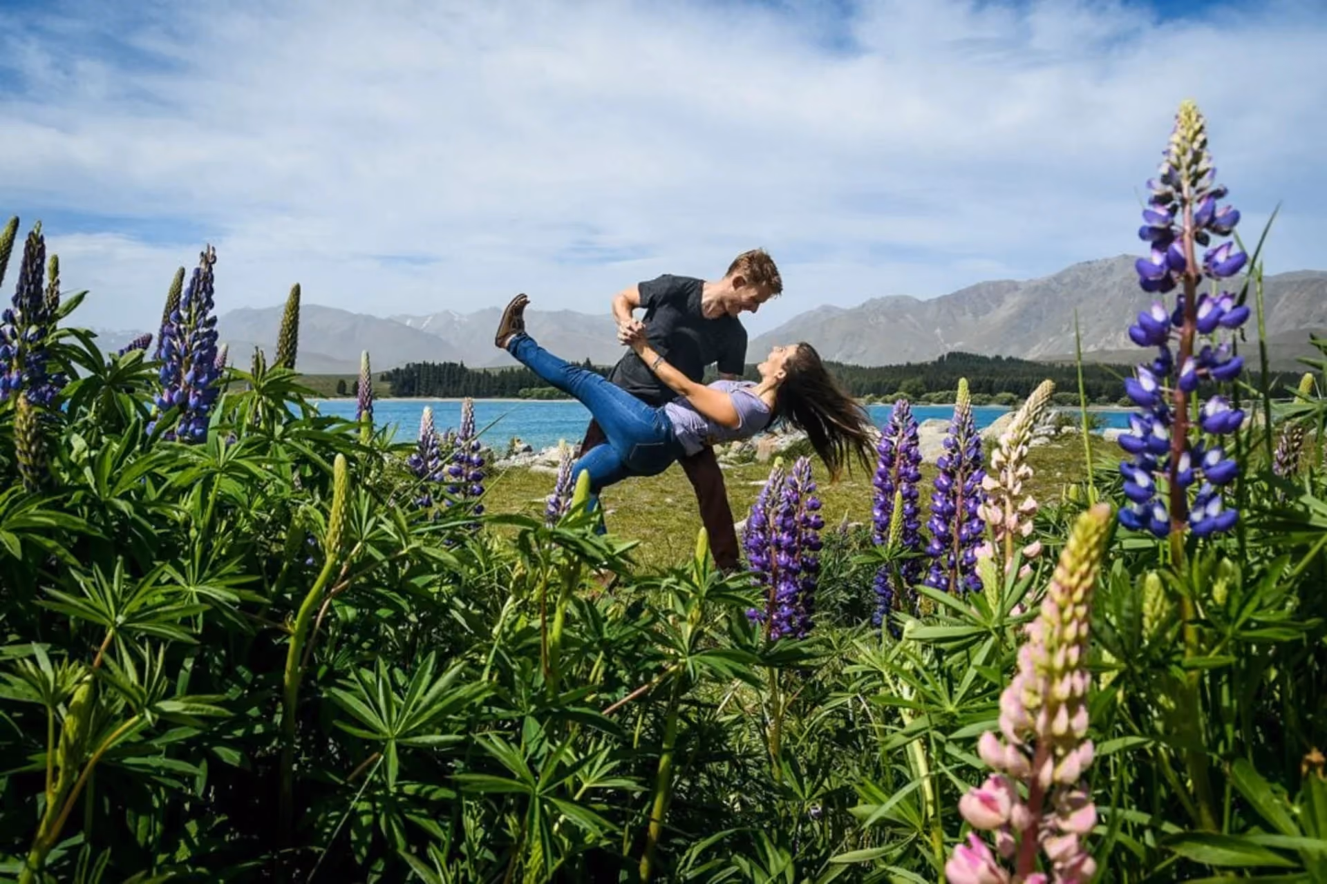 New Zealand winter mountains and lakes - best countries to visit in July.
