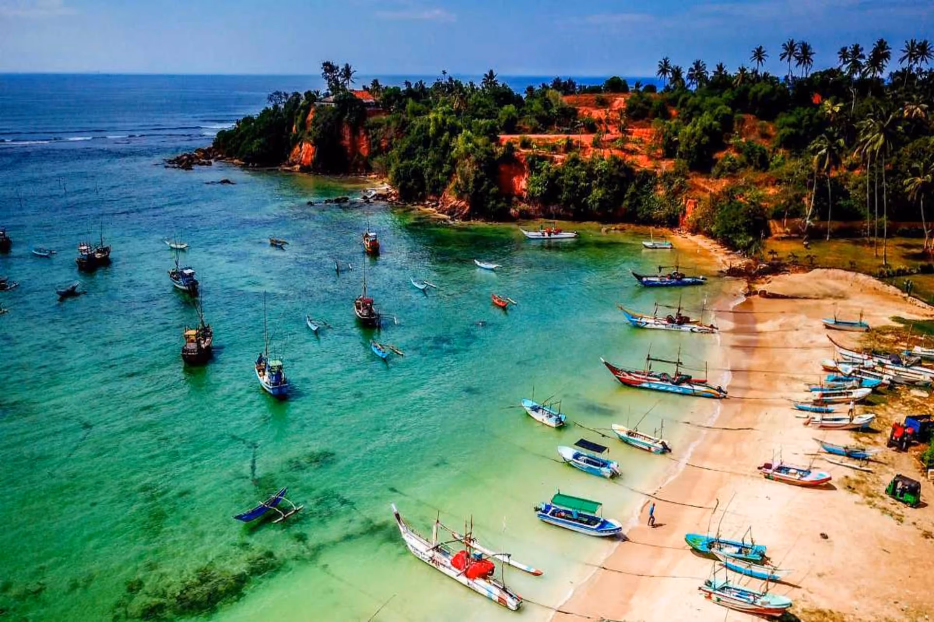 Weligama Beach surfing spot with fishermen on stilts South Sri Lanka beaches