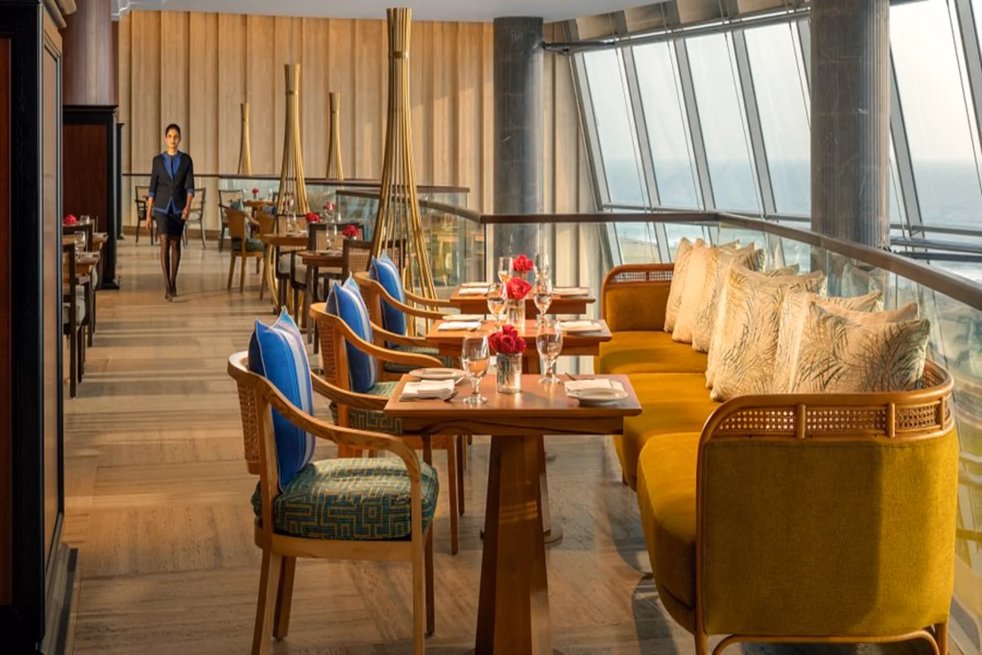 Elegant interior of Indian Ocean Pavilion restaurant in Sri Lanka with ocean view and fine dining setup — top Indian restaurant in Cambodia vs Sri Lanka: Which Is Easier If You Need Indian Food Daily