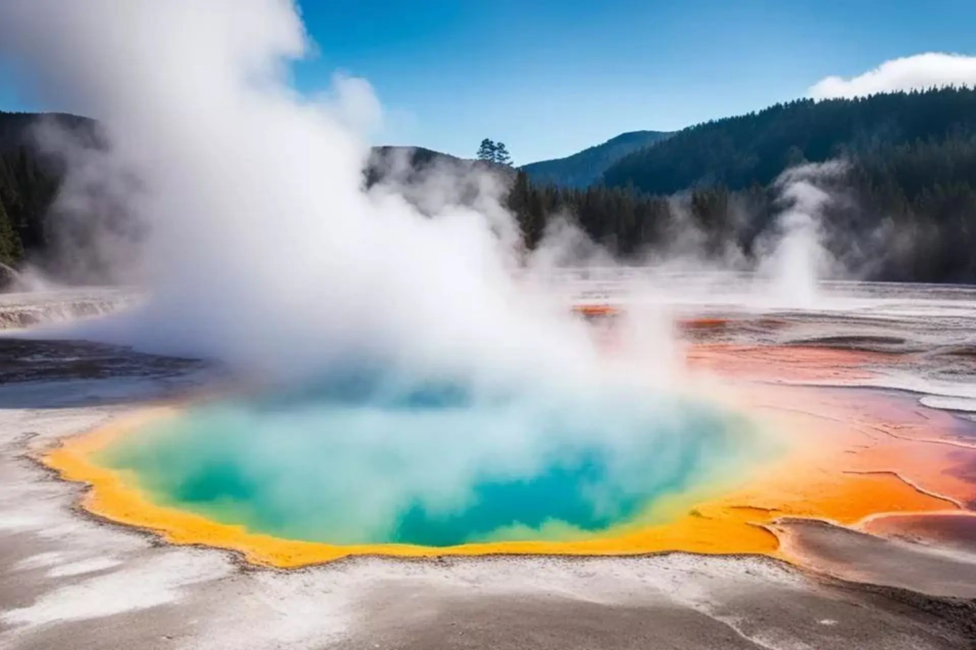 Colorful hot spring pool at Wai O Tapu Geothermal