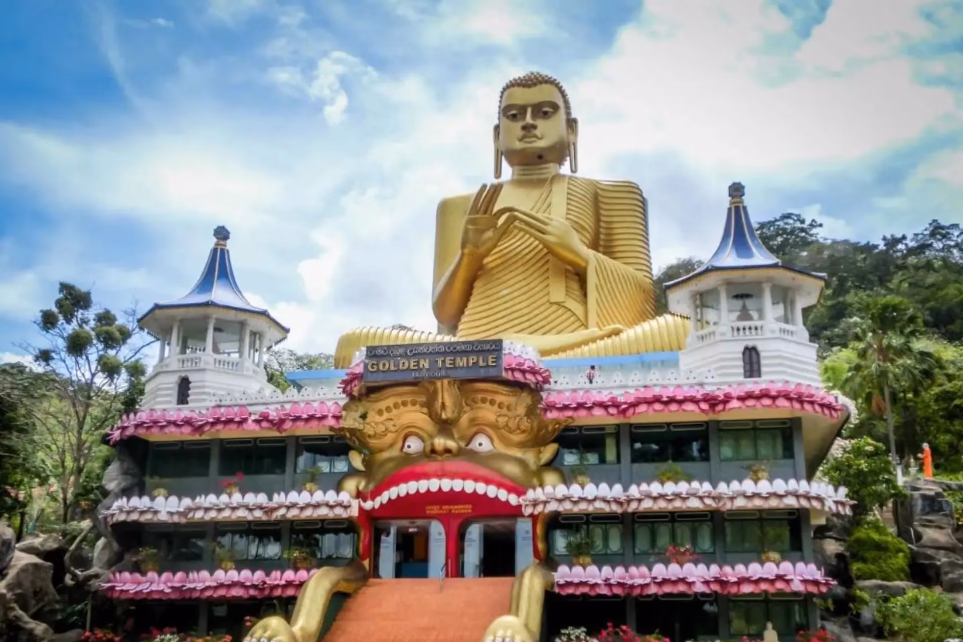 Golden Buddha statue at Dambulla Temple Sri Lanka