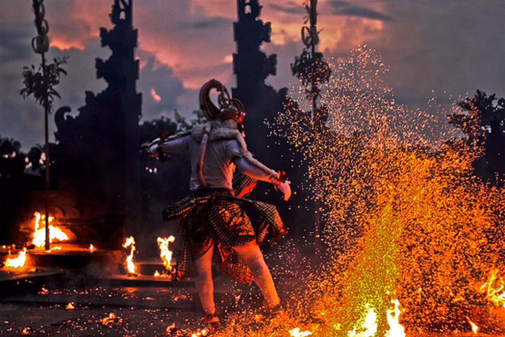 Kecak fire dance performer at Uluwatu Temple Bali