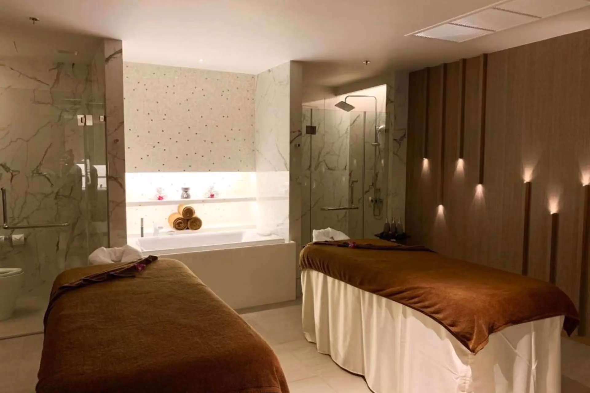 Spa treatment room at The Nature Phuket with two massage beds
