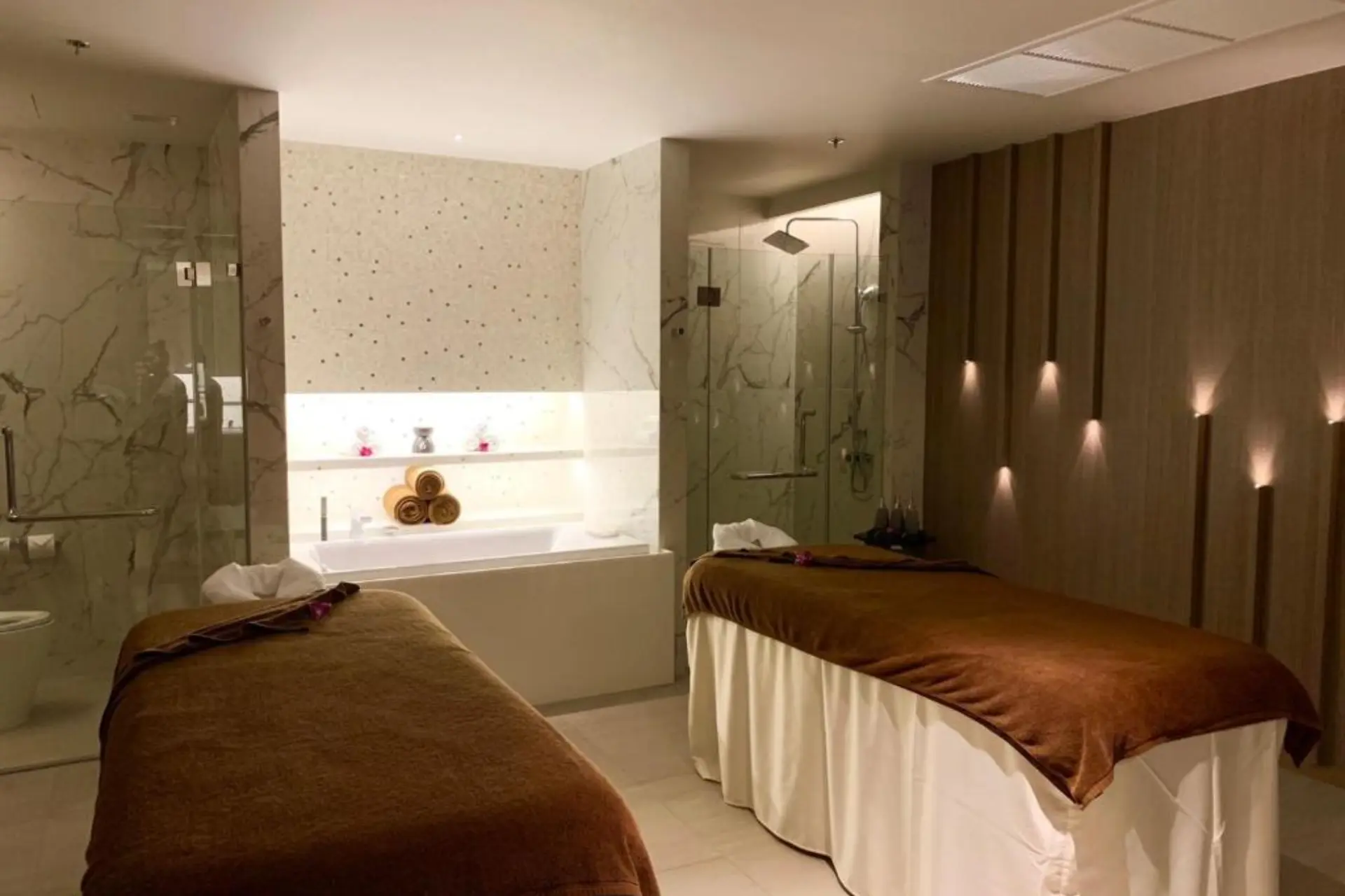 Spa treatment room at The Nature Phuket with two massage beds