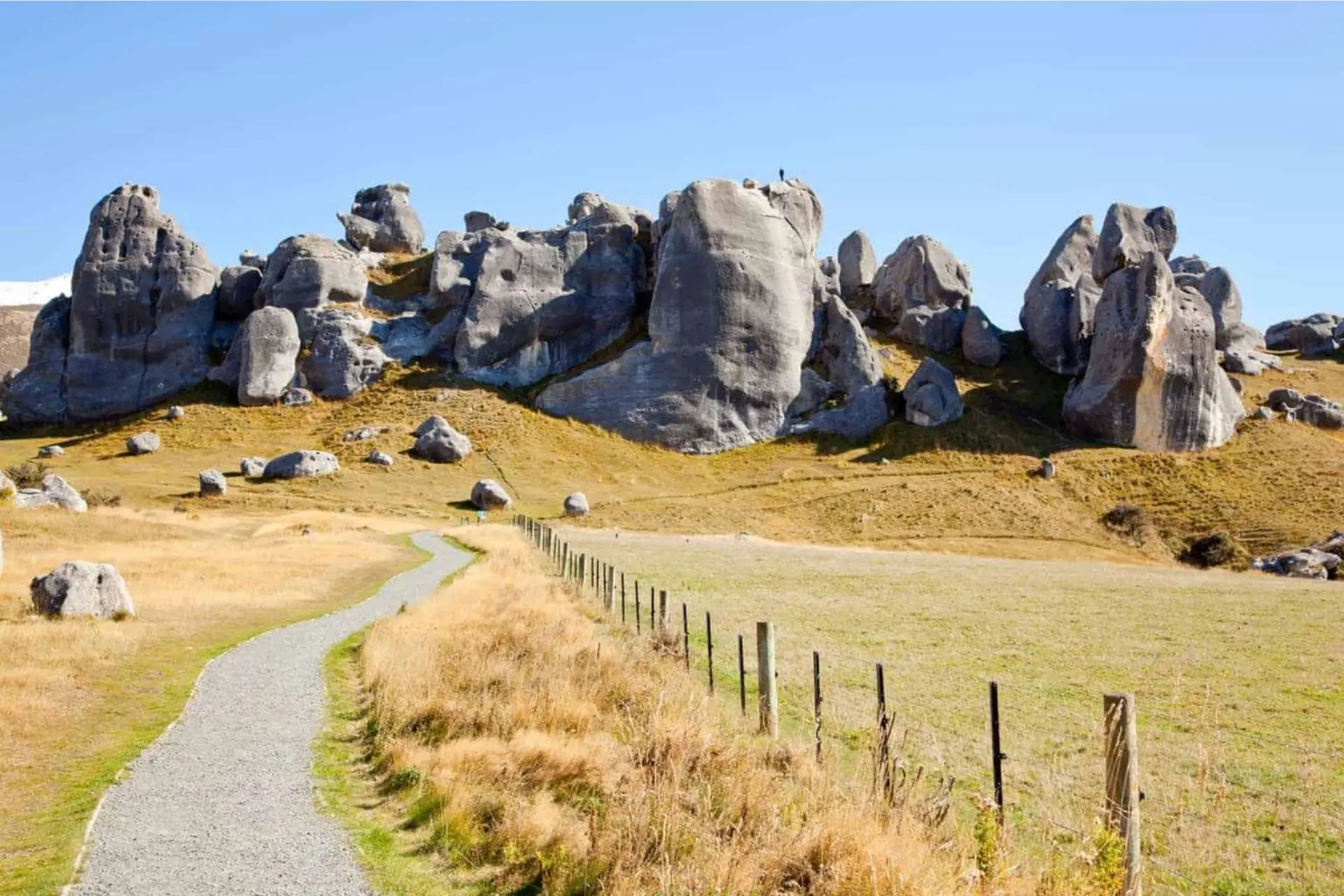 Castle Hill New Zealand rock formations and walking path