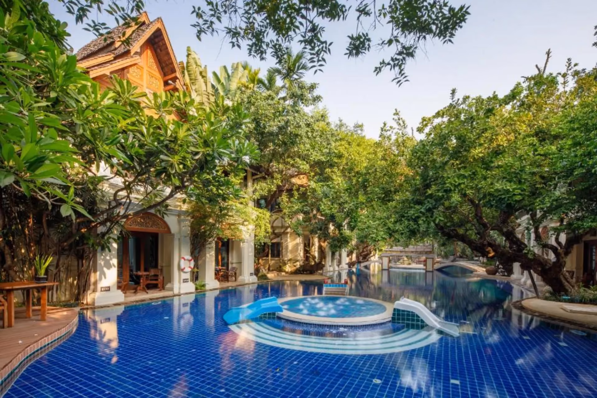 Blue pool with spa jets at Khum Phaya Chiang Mai