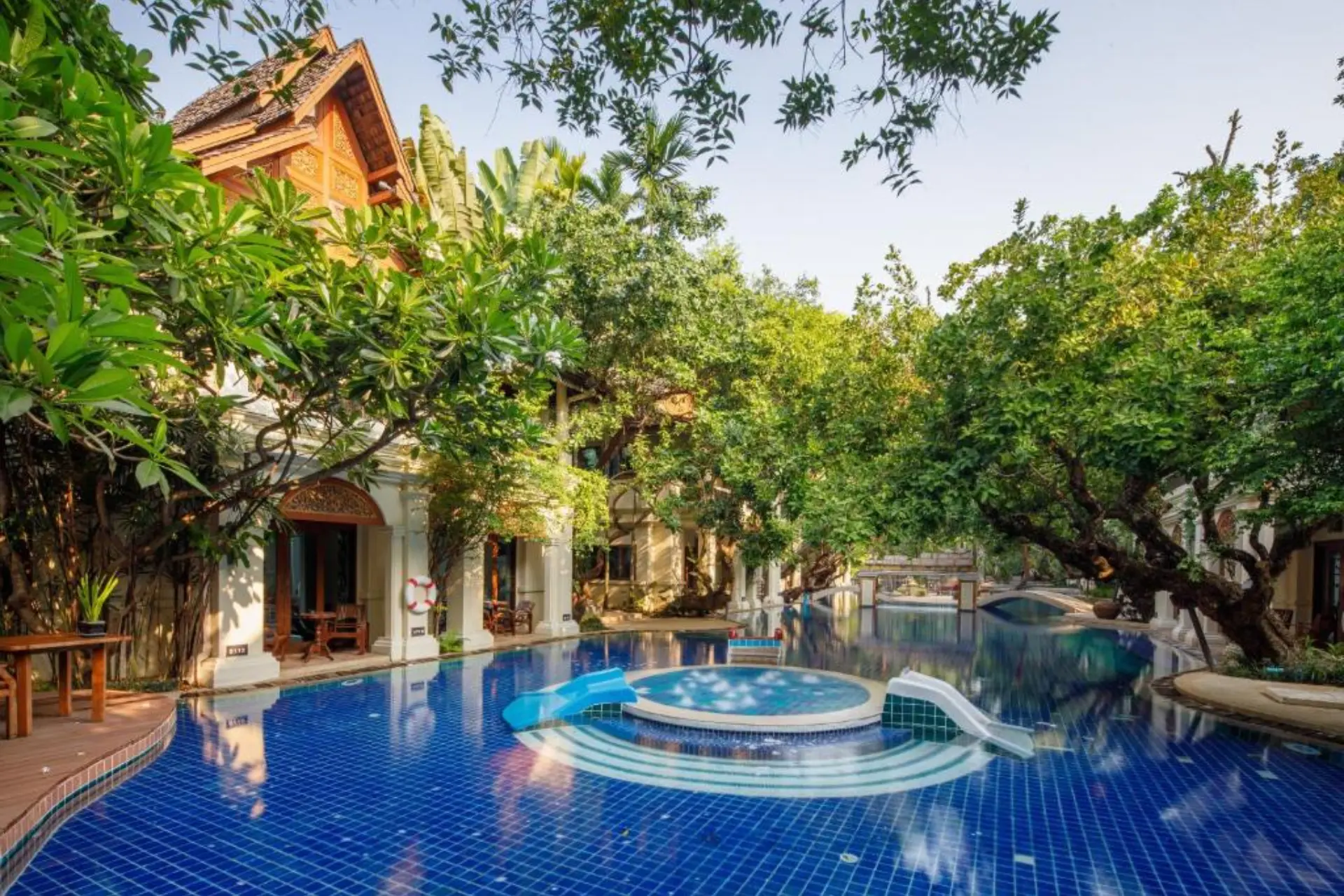 Blue pool with spa jets at Khum Phaya Chiang Mai