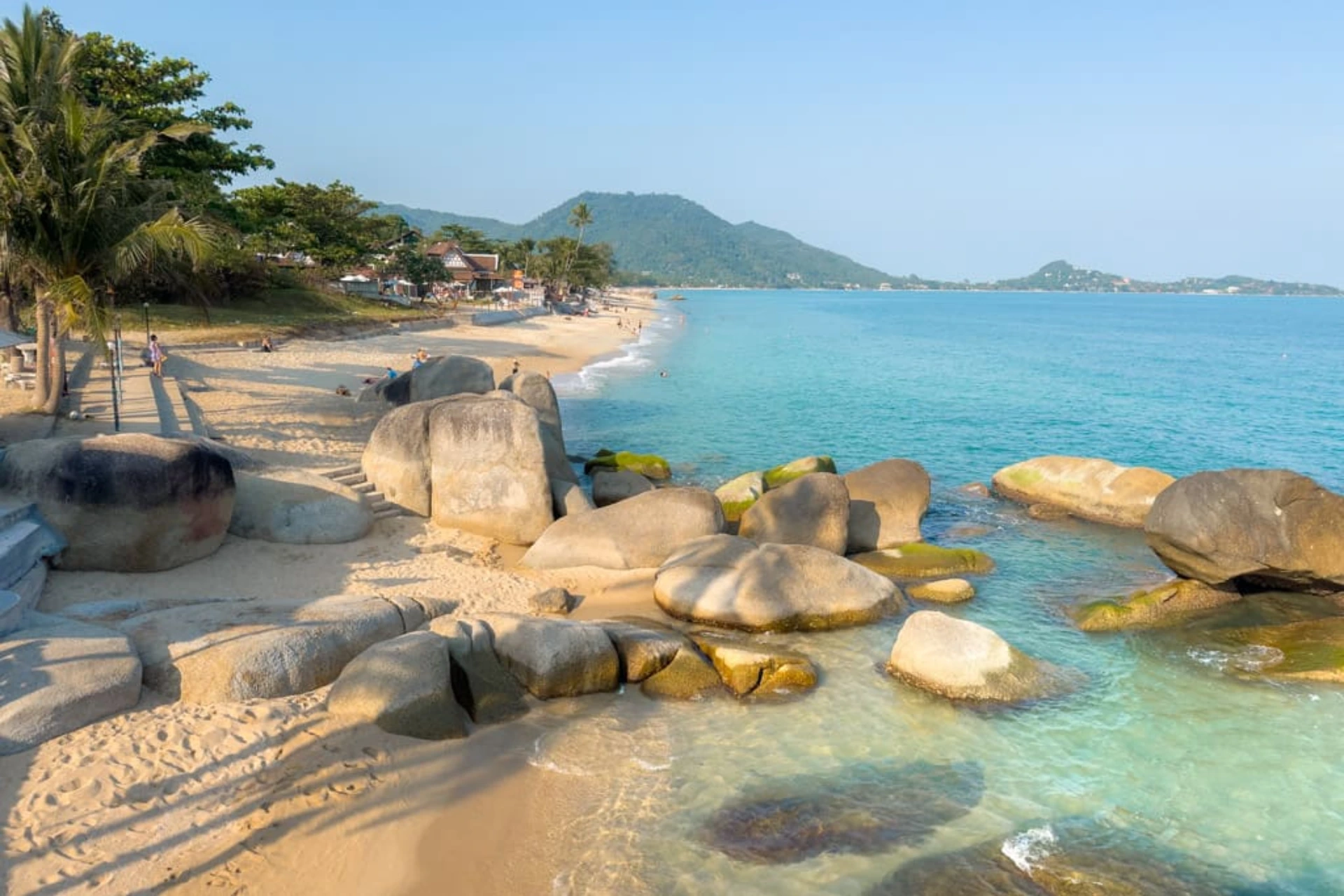 Large rocks on sandy beach at Koh Samui Thailand