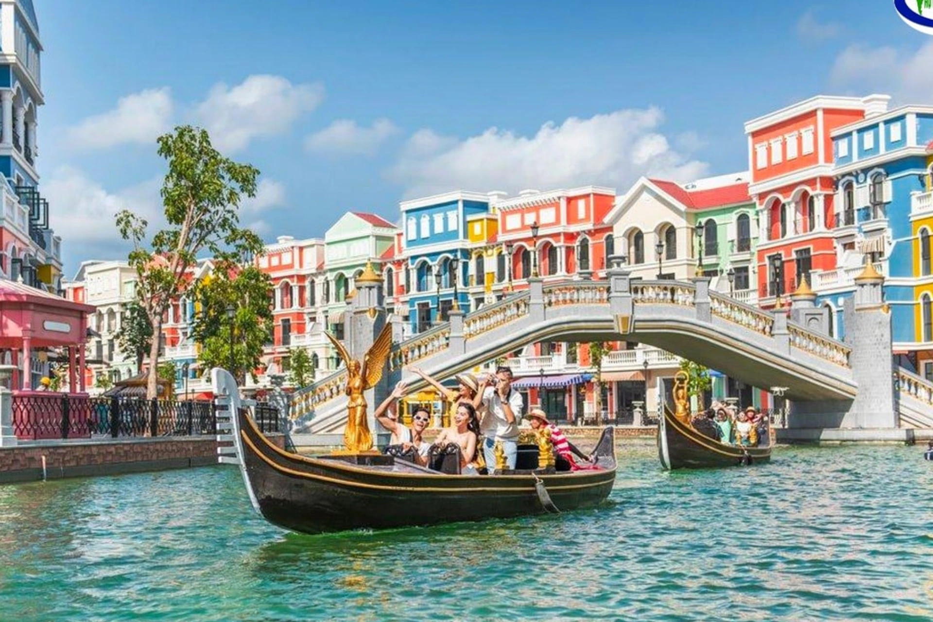 Gondola boat on canal at Grand World Phu Quoc