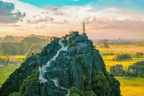 Temple on rocky peak at Mua Cave Ninh Binh