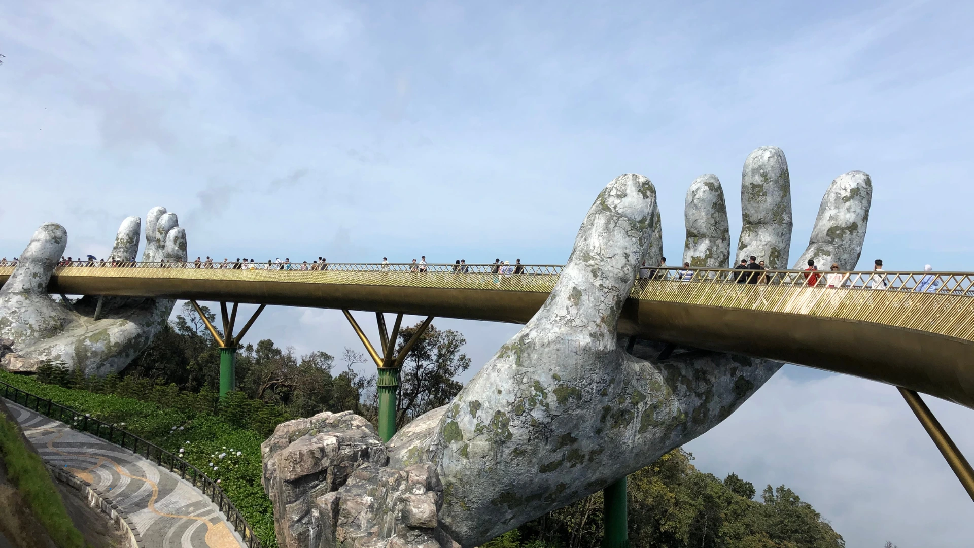 Stone hands holding Golden Bridge in Da Nang