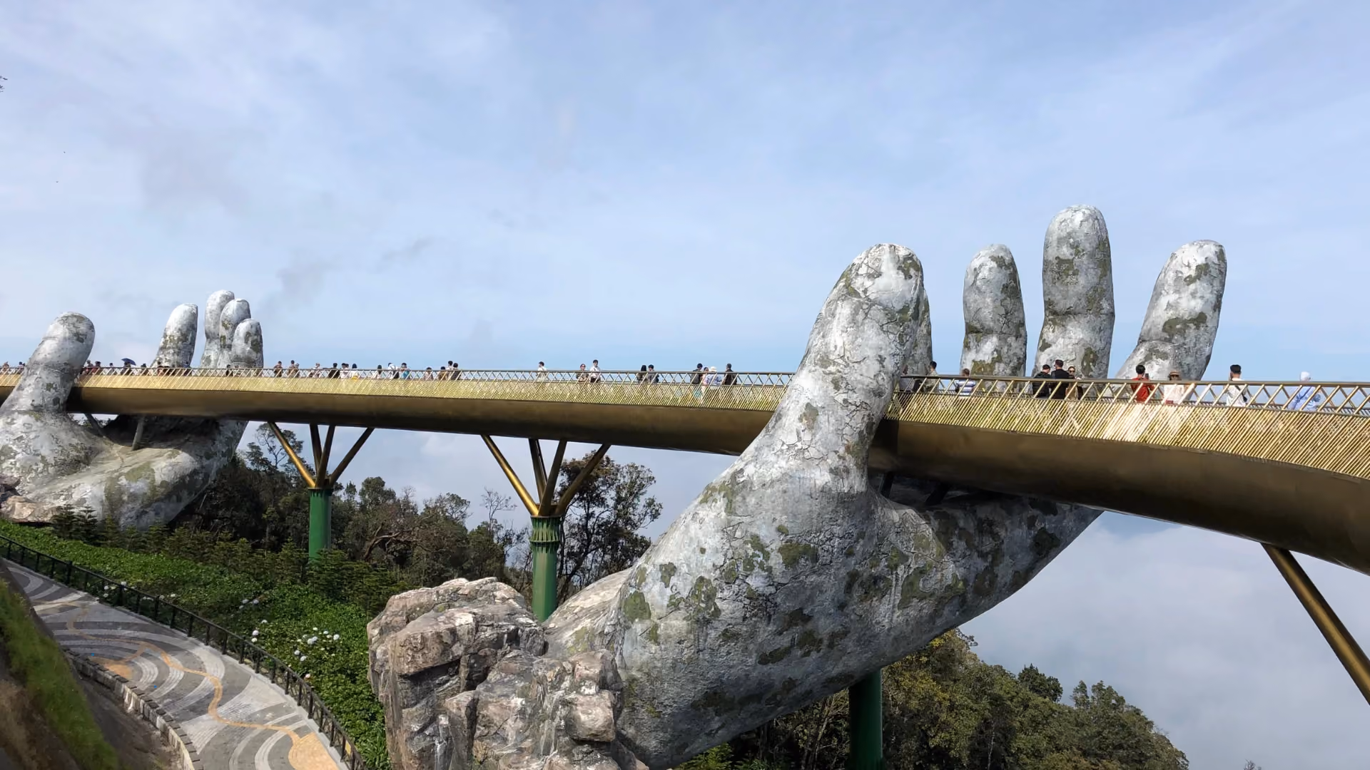 Stone hands holding Golden Bridge in Da Nang