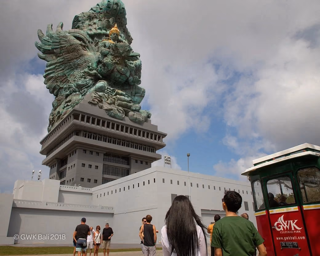 Giant stone demon head at GWK Cultural Park Bali