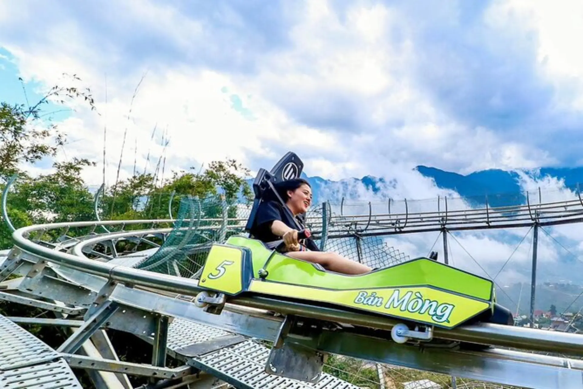 Person enjoying alpine coaster ride 