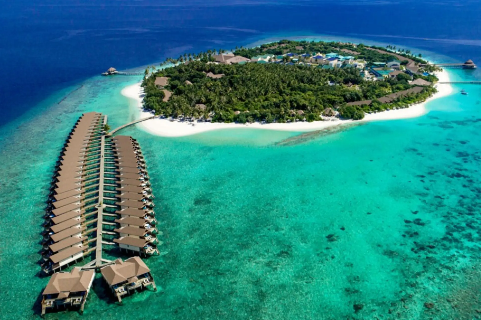 Aerial view of Reethi Faru Resort 