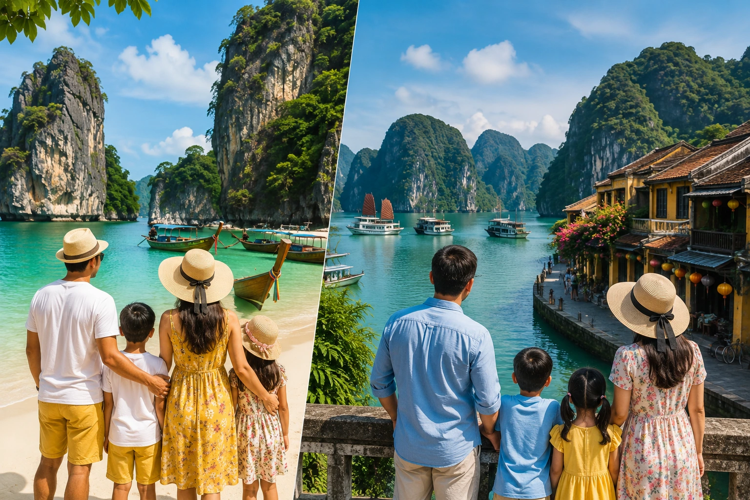 Family enjoying a tropical holiday in Thailand and Vietnam