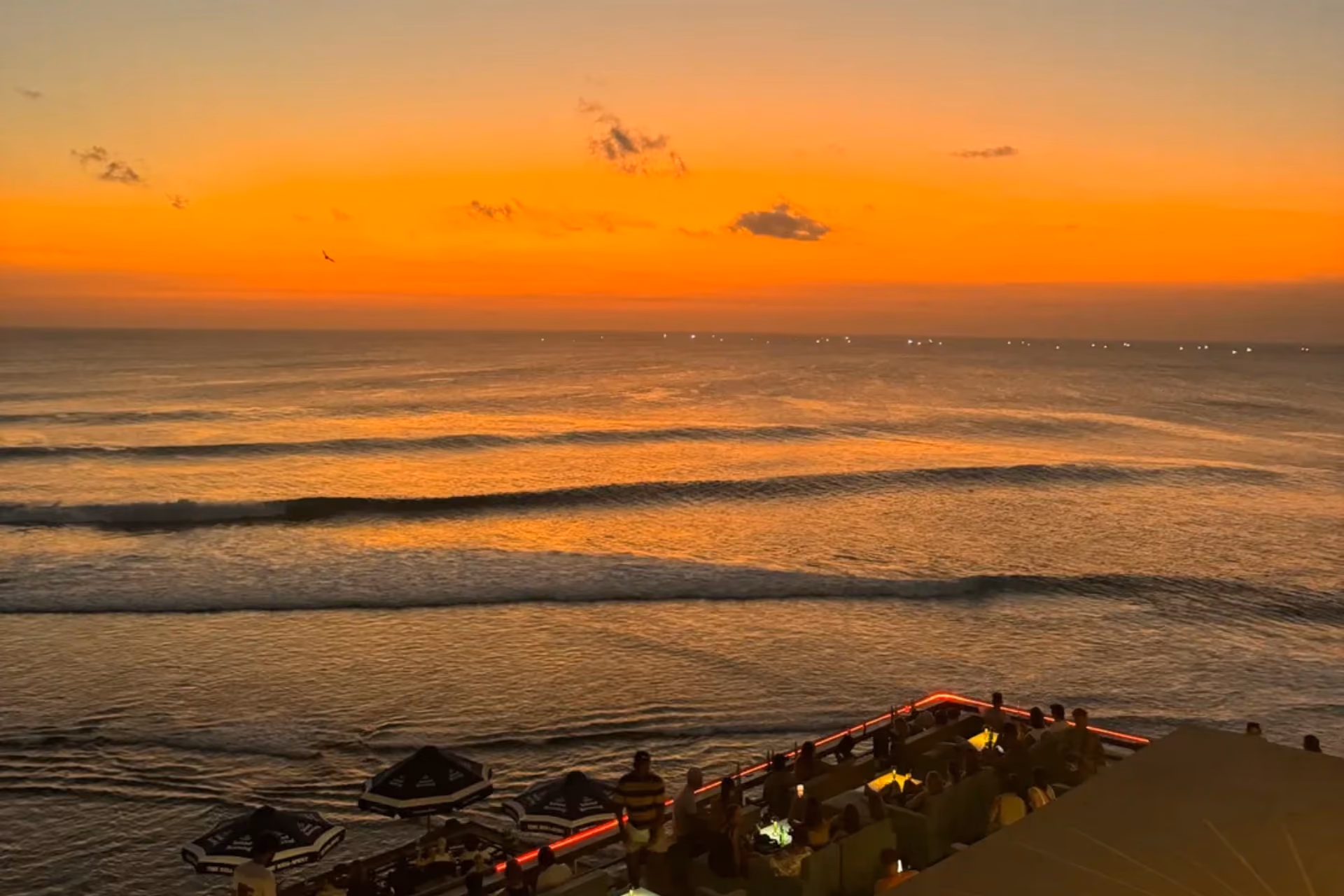 beautiful and calm sunset at Single Fin Beach Club Bali.