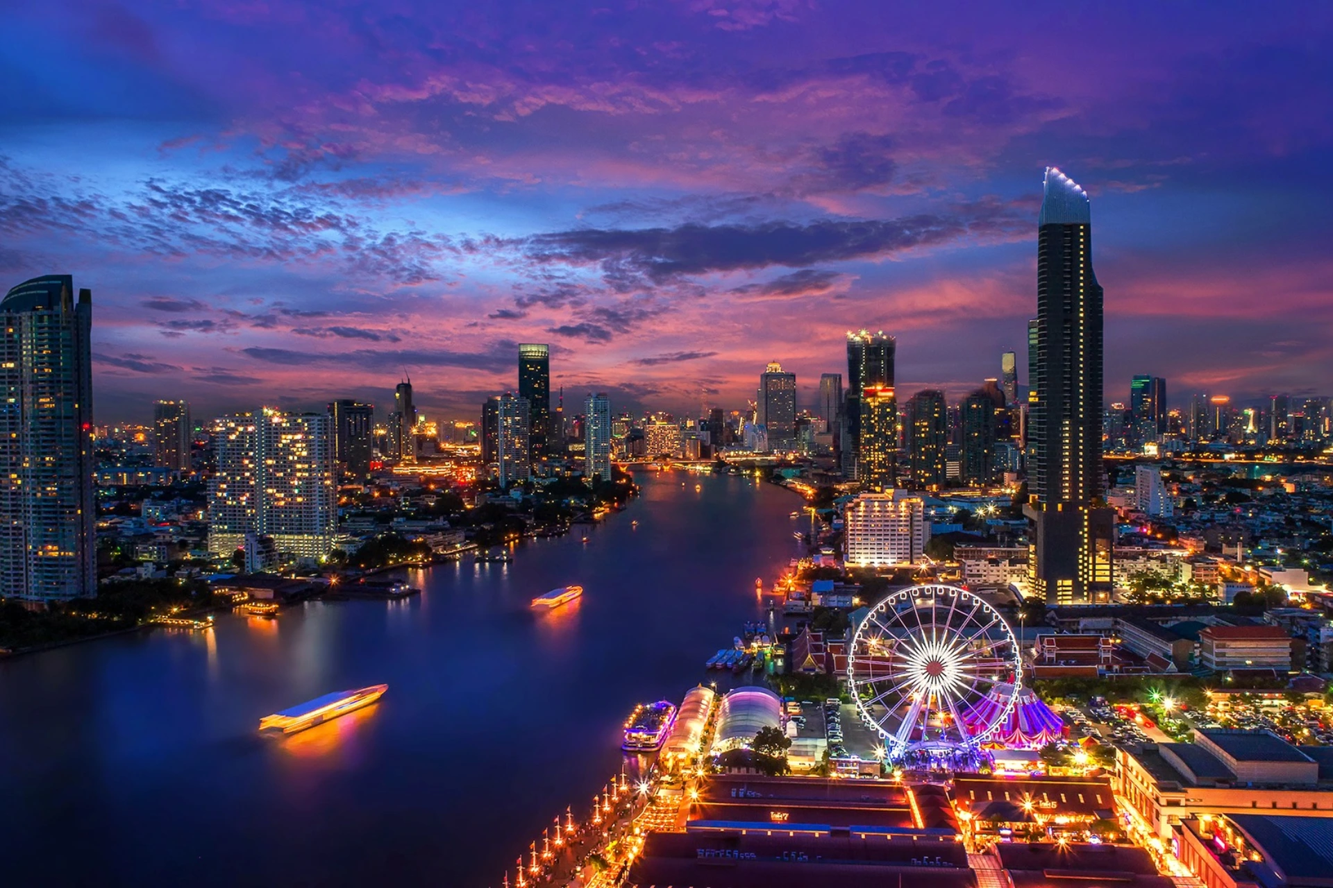 Bangkok city skyline at sunset
