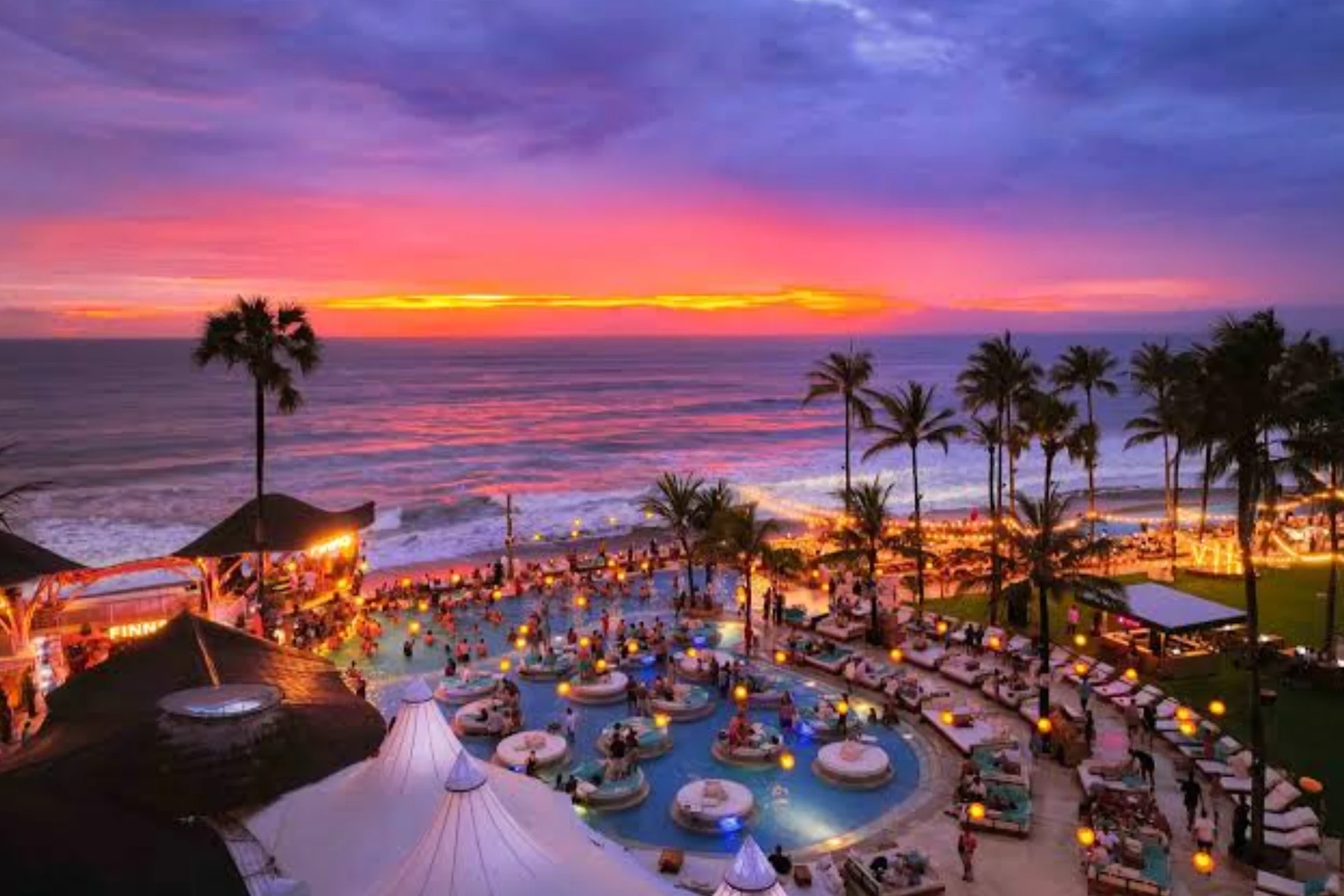 Sunset at Bali beach club