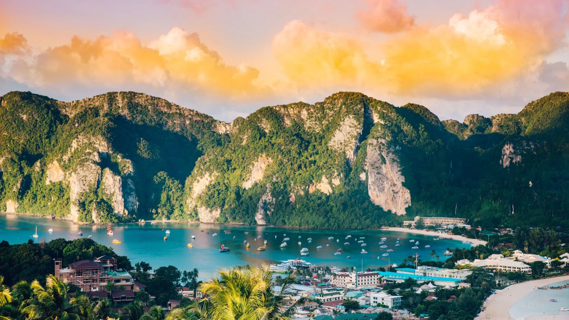 Phuket bay sunset cliffs