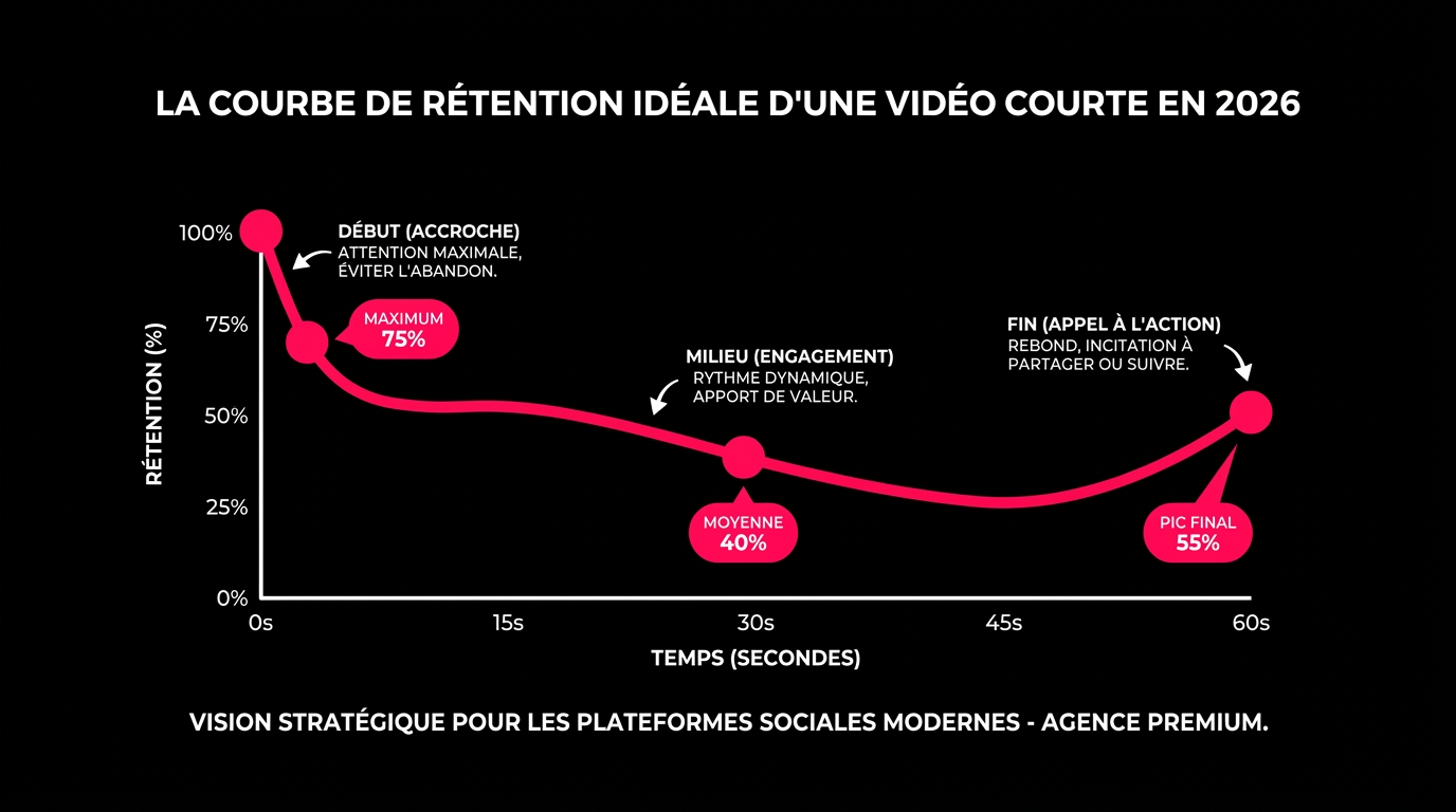 La courbe de rétention idéale d'une vidéo courte en 2026