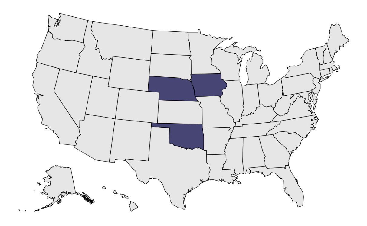 Map of states operating in.