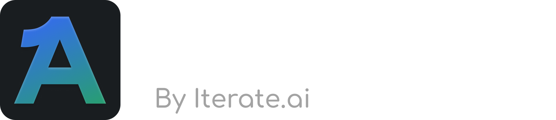AgentOne logo with a gradient blue-green letter A icon and text reading 'AgentOne By Iterate.ai'.