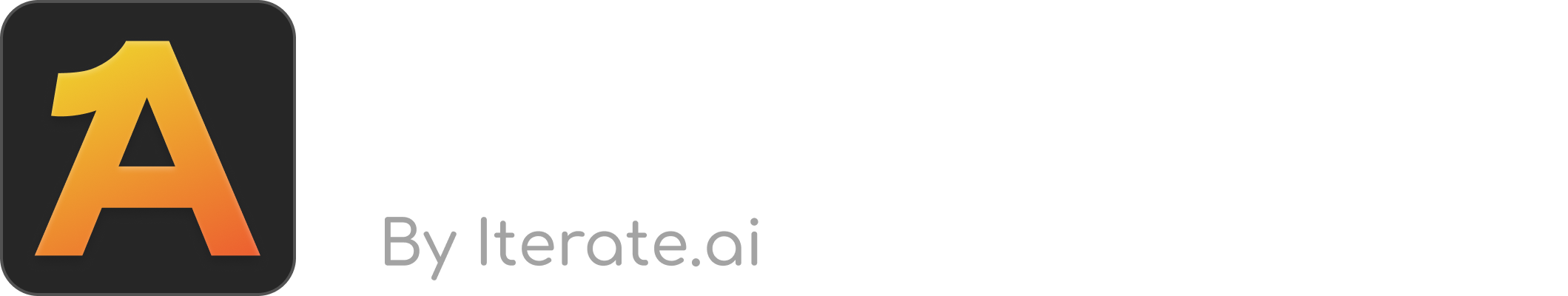 AgentOne logo with a gradient blue-green letter A icon and text reading 'AgentOne By Iterate.ai'.