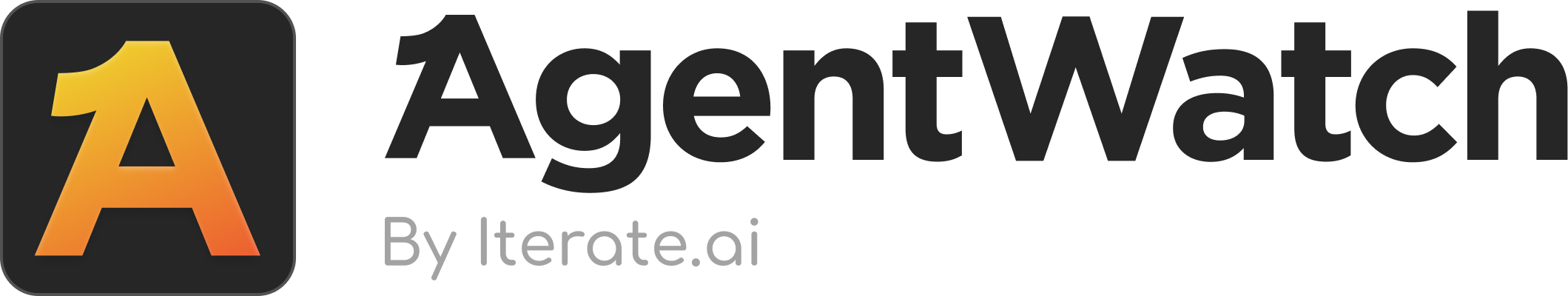 AgentOne logo with a gradient blue to green letter A icon and text 'AgentOne By Iterate.ai'.