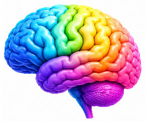 A colorful brain representing a company's accumulated knowledge
