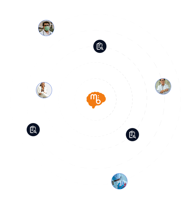 Diagram illustrating mission:brain’s Peer Mentorship Program, currently active in nine countries, with icons and images symbolizing global connections and support.