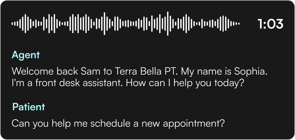 Voice assistant scheduling an appointment conversation.