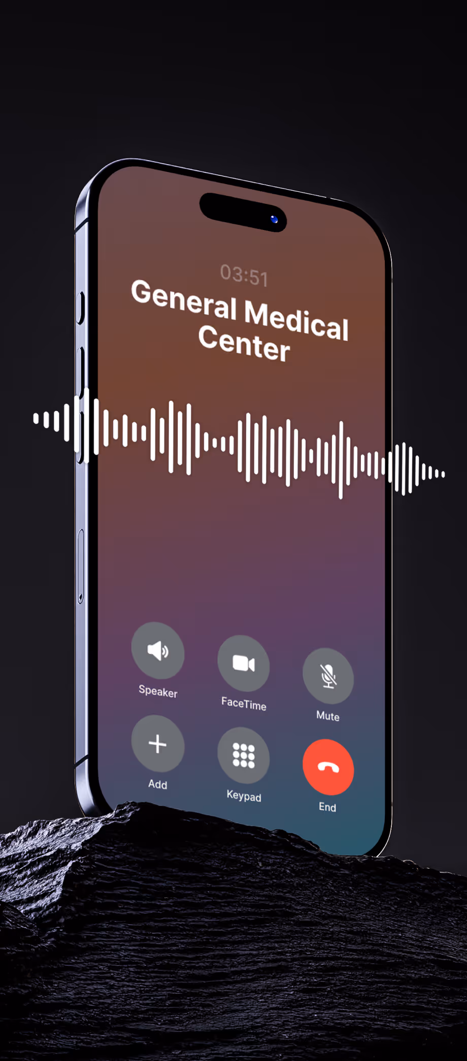AI-powered medical phone call on a smartphone.