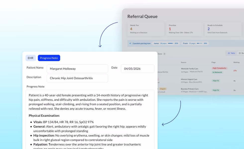 AI generating progress notes from referral information.