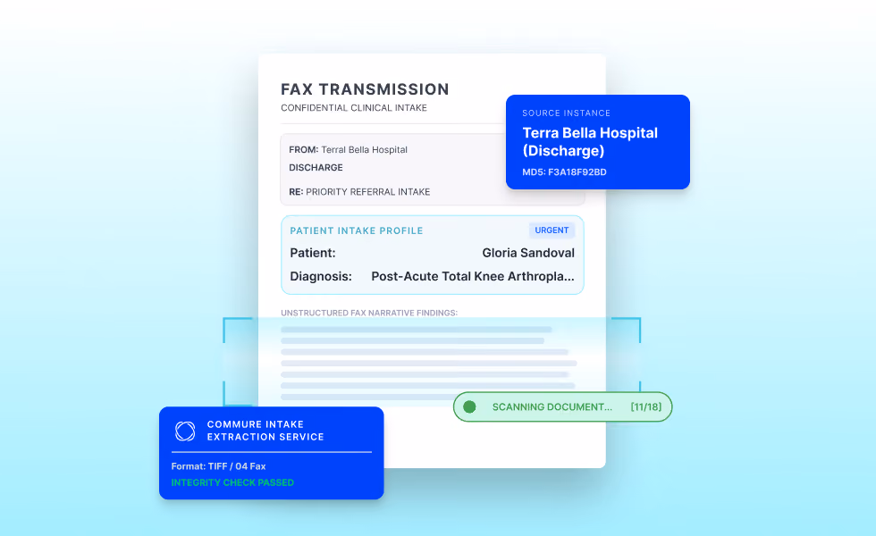 AI scanning and extracting patient referral data from a fax.
