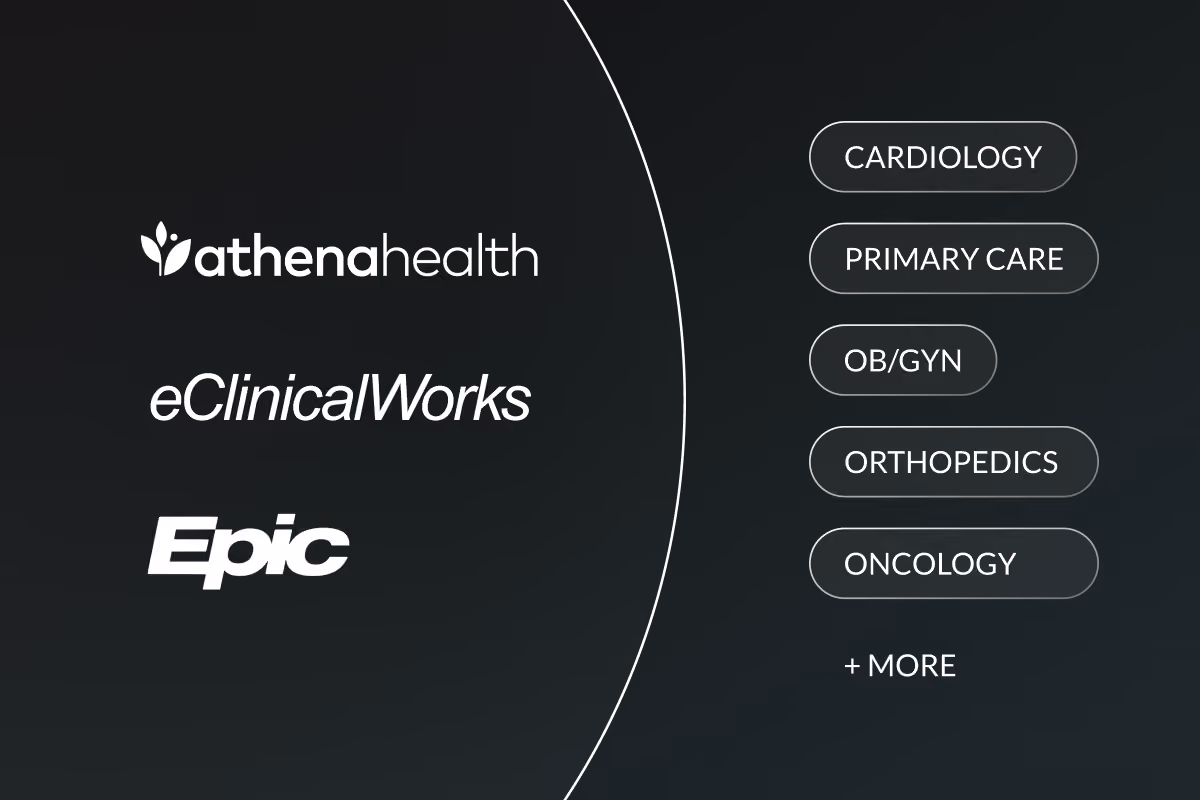EHR integrations and medical specialties supported