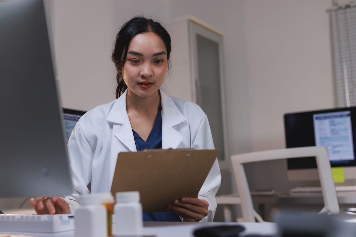 doctor using computer