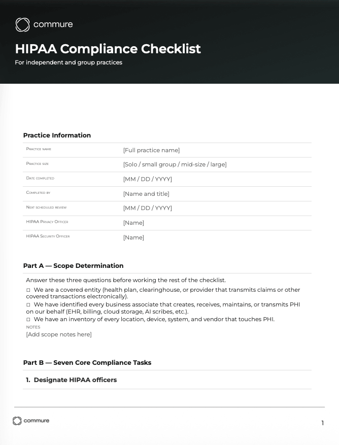 HIPAA compliance checklist
