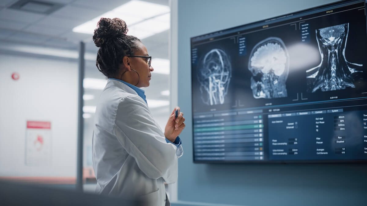 doctor looking at scan