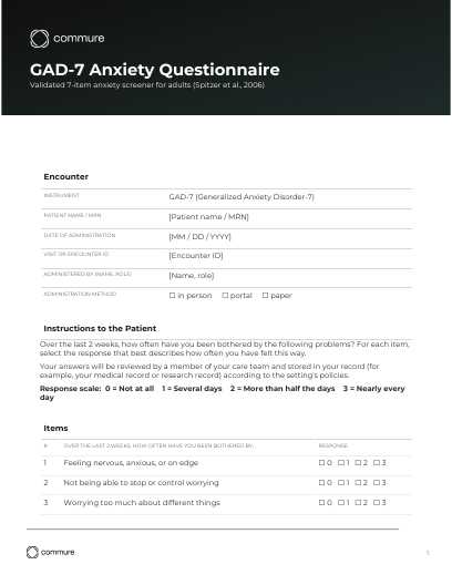 GAD-7 anxiety questionnaire