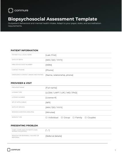biophysical assessment template